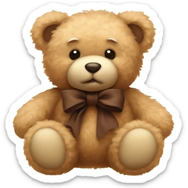 beige fluffy cute teddy bear with brown bow🧸 sticker