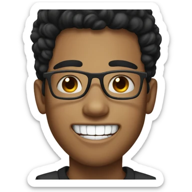 black haired boy with glasses and buck teeth white skin sticker