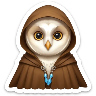 white barn owl in brown cloak sticker