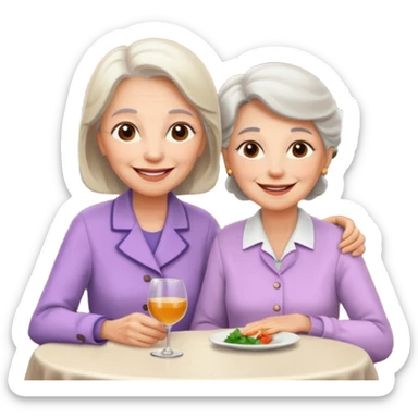 conversación dentro de un restaurant  dos personas y una de las persoans sea una abuela y el otro un adulto de 27 años mujer abuela y hombre joven sticker