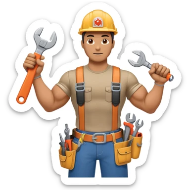 HVAC technician as an action figure logo sticker