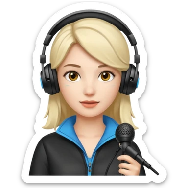 woman with gaming headset mic sticker