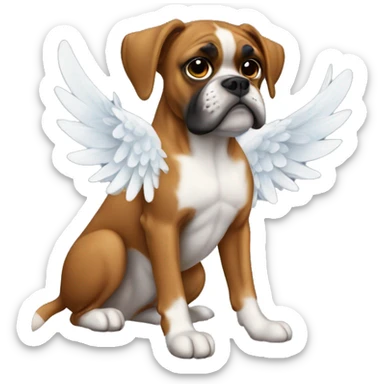 boxer dog with angel wings sticker