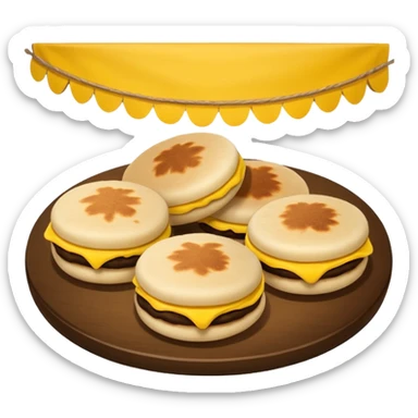 party table decorated all over with colombian arepas,  sticker