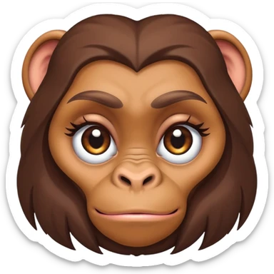 female ape face with eyelashes and feminine features sticker