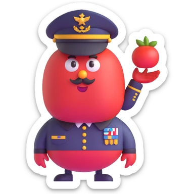 Tomato wearing Napoleon's cocked hat and military officer uniform sticker