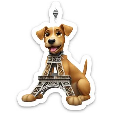 Dog on top of Eiffeltower sticker