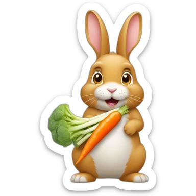 Un lapin qui mange une carotte sticker