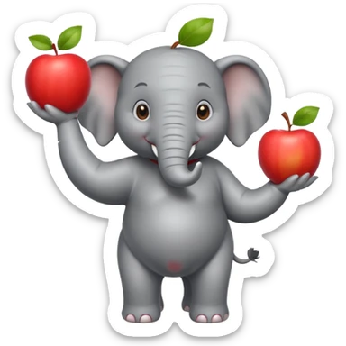 a Circus cute elephant juggling two apple sticker