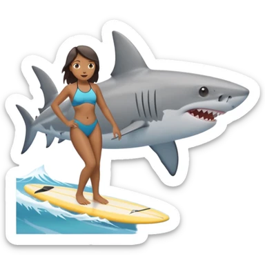 the shark next to people surfing sticker