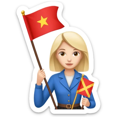 flat Flag holder woman sticker