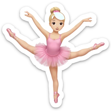 aestethic blonde girl doing ballet, with a pink tutu, bun, with a leg on the floor, and the other one in the air, with 2 legs!! sticker