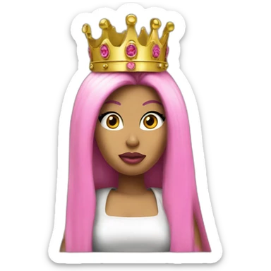 Nicki Minaj with a crown and a gun sticker