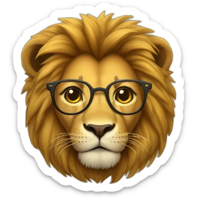 Lion with yellow fur brown mane and glasses sticker
