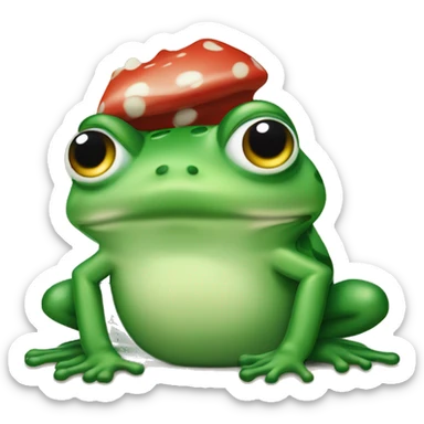 Frosch mit einer Schlamtze auf dem Kopf, er soll i einer Decke eingekuschelt sein sticker