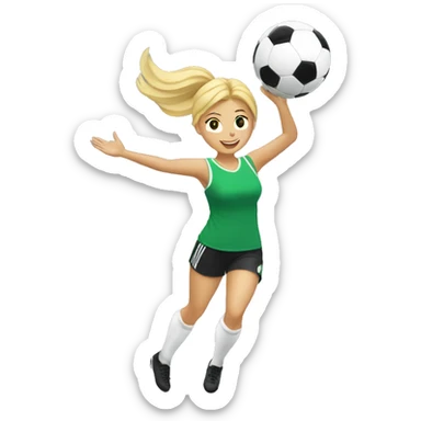 blonde woman spinning a soccer ball on her hands sticker