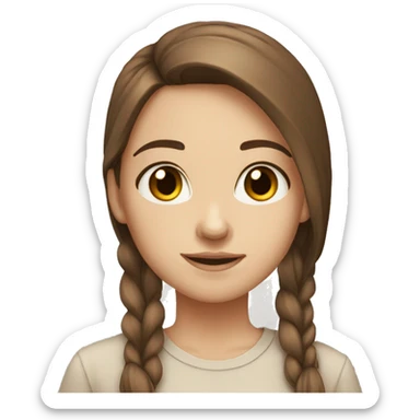 Girl white skin straight brown hair brown eyes cream shirt sticker