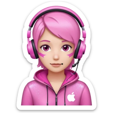 control gamer glitter pink sticker