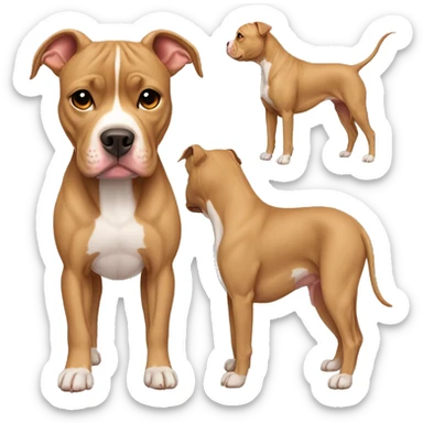 Light brown pitbull with ears cut short and wearing bows sticker