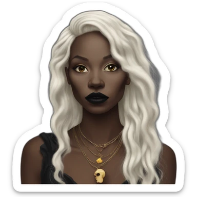 dark black woman,punk, amazing make up, with long hair, inspiration vivienne westwood, sticker
