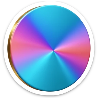 
One  Rotate 45 degree 3d credit coin color in in gradient of turquoise, blue, pink, purple, and coral sticker