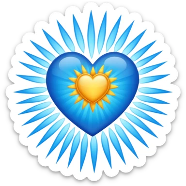 blue heart with a sunburst pattern sticker