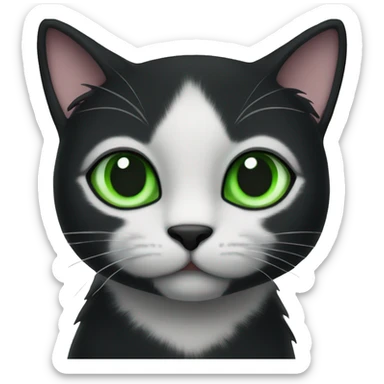 Black cat with green eyes cute sticker