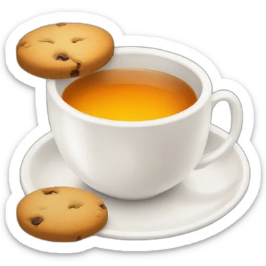 white cup of tea with cookies sticker