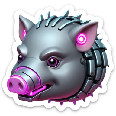 cyberpunk hog with neon sticker