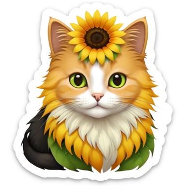 katze mit sonnenblume  sticker
