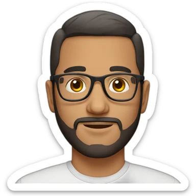 one arabic guy with short haircut, small beard and tranparent glasses sticker