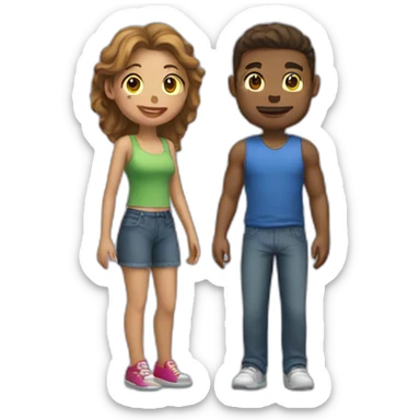 young couple playing video game together sticker