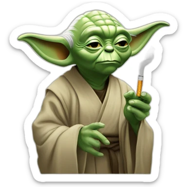 Maître yoda fumant une cigarette sticker