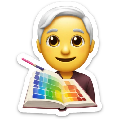pincel y una paleta de colores (🎨) con un libro abierto (📚 sticker