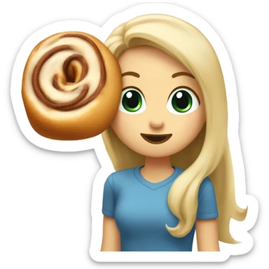 Long straight Blonde hair girl licking cinnamon roll  sticker