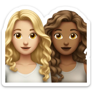 Girl with wavy brown hair and another girl with dirty blonde hair  sticker
