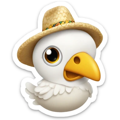 Pollito con un sombrero blanco de lado  sticker