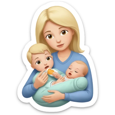 Mother feeding newborn baby, nurturing moment sticker
