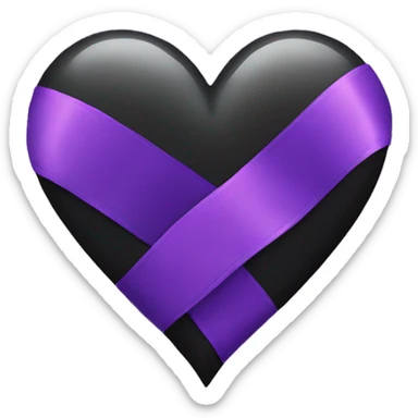 Black, purple heart with ribbon sticker