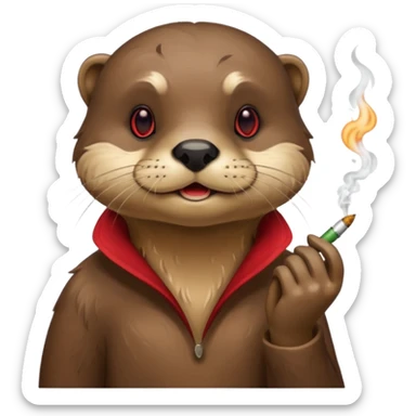 Otter smoking a joint sticker