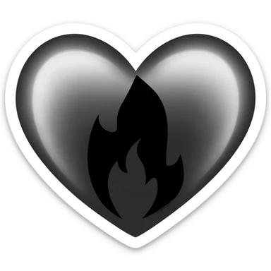 generate a black heart with a black flame HD sticker