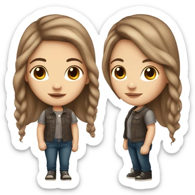 White girl with long brown hair, brown eyes, and tattoos sticker