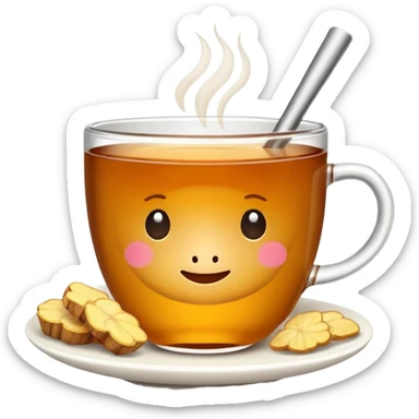 simple cup of tea with ginger root sticker