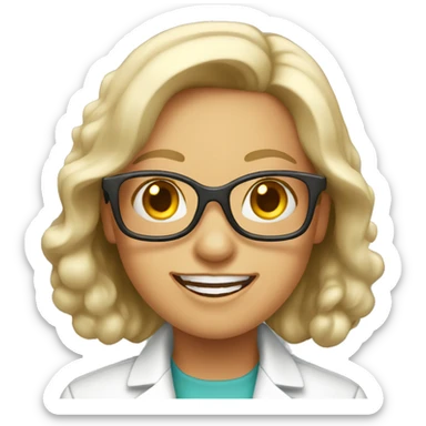 happy female white scientist sticker