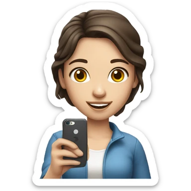 Brunette white girl taking picture with a phone sticker