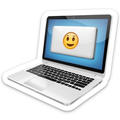 a white laptop on a black background. turn the laptop sticker