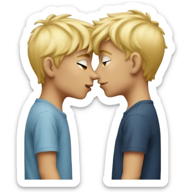 Two blonde boys kissing sticker