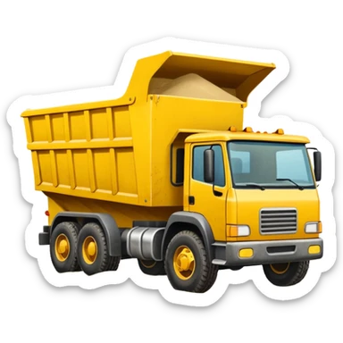Draw a yellow dump truck with an open bed full of sand or gravel. sticker