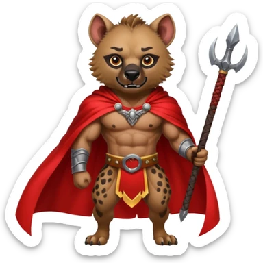 Strong hyena warrior with red cape  sticker