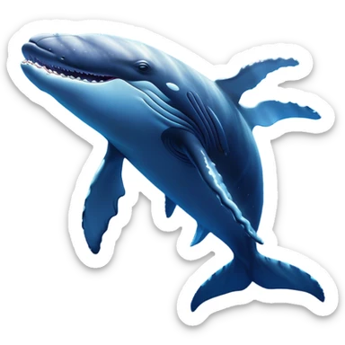 Cinematic Comical Humpback Whale Portrait Emoji, Head tilted dramatically with an exaggeratedly shocked expression, featuring a massive yet graceful body with wide, comically expressive eyes full of playful disbelief and animated pectoral fins, Simplified yet hilariously expressive features, highly detailed, glowing with a slightly sassy oceanic glow, high shine, dramatic yet playful, stylized with an air of cheeky marine mischief, soft glowing outline, capturing the essence of a meme-worthy humpback whale that looks ready to make waves with its hilariously dramatic antics! sticker